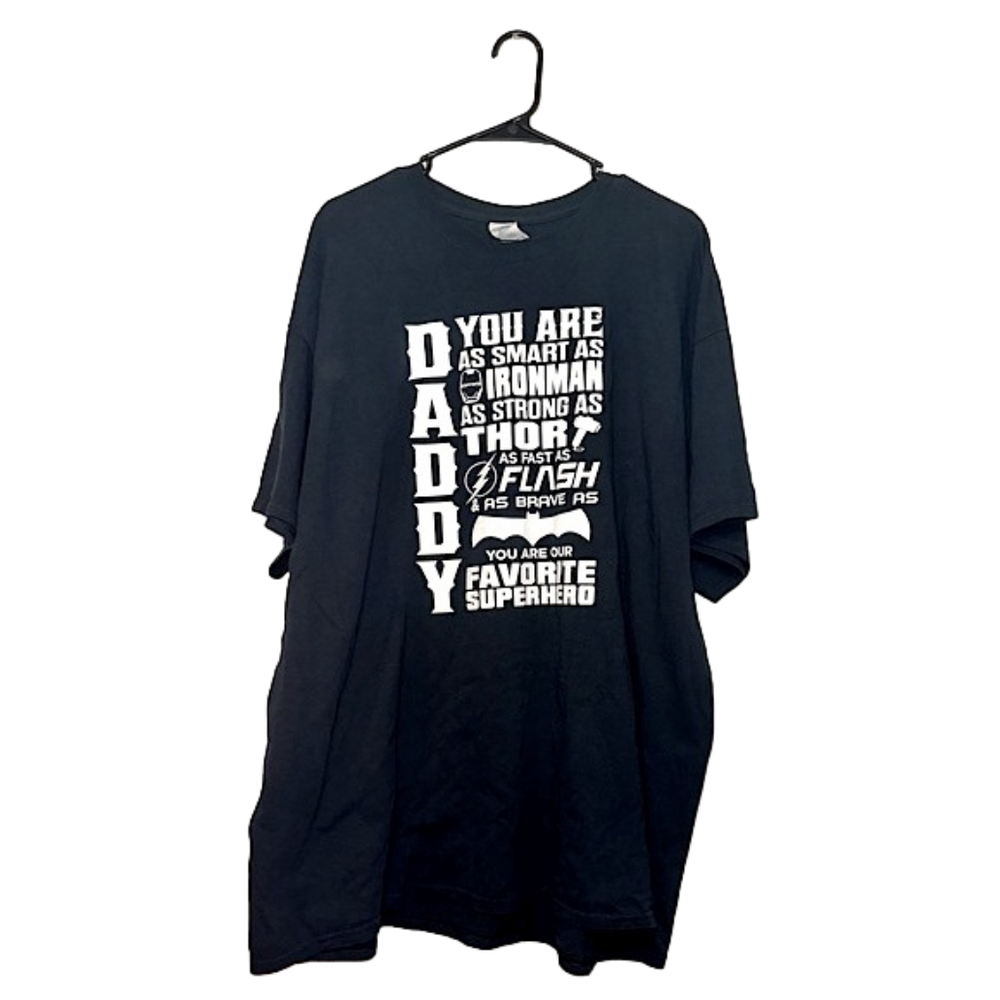 GILDAN Black Marvel, DC, Superhero “Daddy” Quote T-Shirt